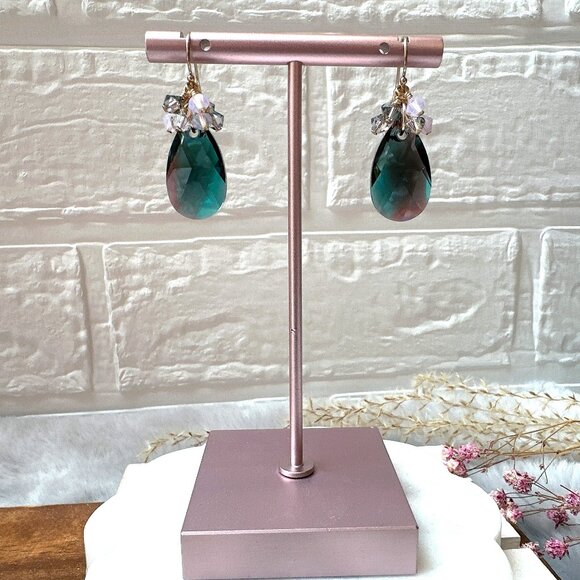 New Elegant Crystal Pear Drop Earrings | Handmade in BC - Picture 2 of 5